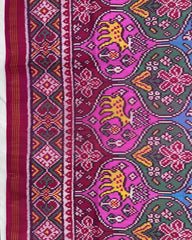 Pink & Multicolour Narikunj Matka Twill Patola Saree