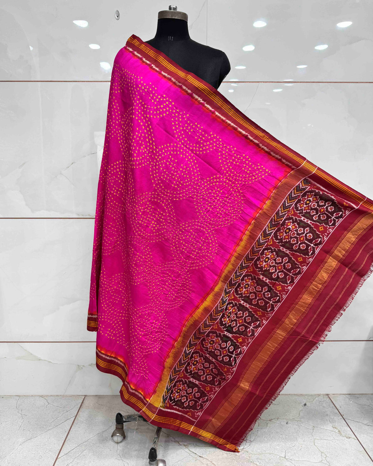 Red & Pink Bandhani Patola Dupatta