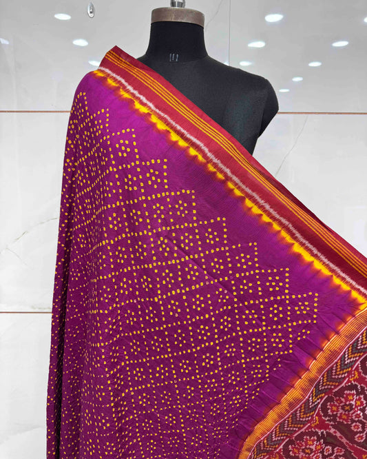 Red & Purple Bandhani Patola Dupatta