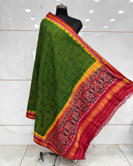 Red & Kaachi Keri Green Bandhani Patola Dupatta