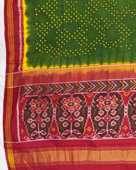 Red & Kaachi Keri Green Bandhani Patola Dupatta