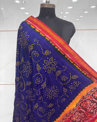 Red & Blue Bandhani Patola Dupatta