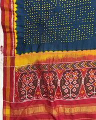 Red & Peacock Blue Bandhani Patola Dupatta