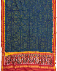 Red & Peacock Blue Bandhani Patola Dupatta