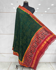 Red & Green Bandhani Patola Dupatta