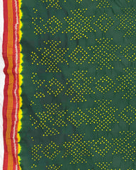 Red & Green Bandhani Patola Dupatta