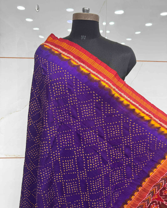 Red & Purple Bandhani Patola Dupatta