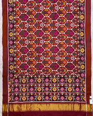 Maroon Flower Double Ikat Patola Saree