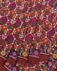 Maroon Flower Double Ikat Patola Saree