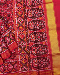 Red Navratan Semi Double Ikat Patola Saree