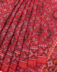 Red Navratan Semi Double Ikat Patola Saree