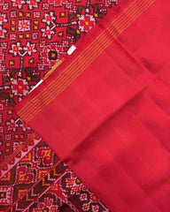 Red Navratan Semi Double Ikat Patola Saree