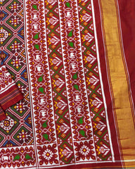 Red & Maroon Panchanda Flower Double Ikat Patola Saree