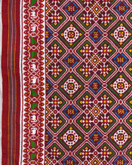 Red & Maroon Panchanda Flower Double Ikat Patola Saree