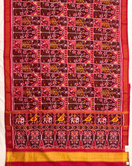 Red & Maroon New Flower Semi Double Ikat Patola Saree