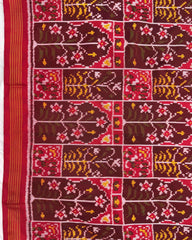 Red & Maroon New Flower Semi Double Ikat Patola Saree