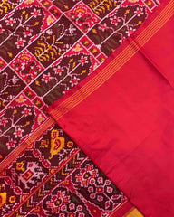 Red & Maroon New Flower Semi Double Ikat Patola Saree