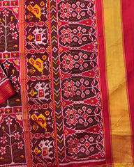 Red & Maroon New Flower Semi Double Ikat Patola Saree