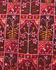 Red & Maroon New Flower Semi Double Ikat Patola Saree