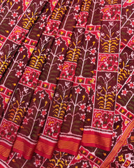 Red & Maroon New Flower Semi Double Ikat Patola Saree