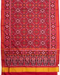 Red Manekchowk Semi Double Ikat Patola Saree