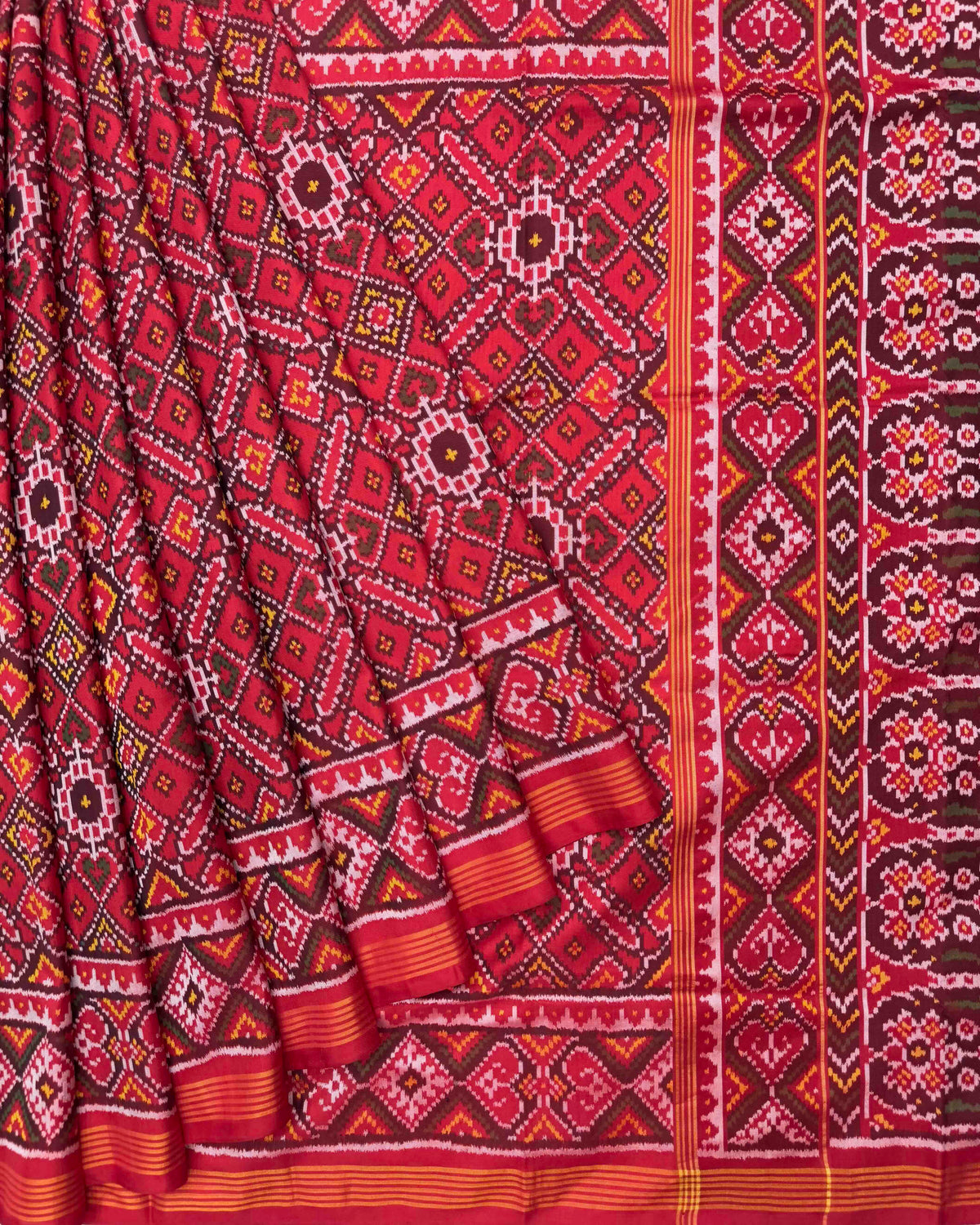 Red Manekchowk Semi Double Ikat Patola Saree