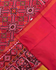 Red Manekchowk Semi Double Ikat Patola Saree