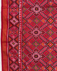 Red Manekchowk Semi Double Ikat Patola Saree