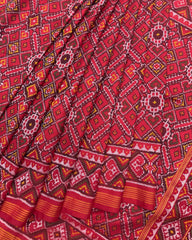 Red Manekchowk Semi Double Ikat Patola Saree