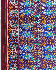 Red & Purple Peacock Double Ikat Patola Saree