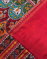 Red & Multicolour Narikunj Twill Patola Saree