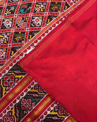 Red & Maroon Small Narikunj Twill Patola Saree