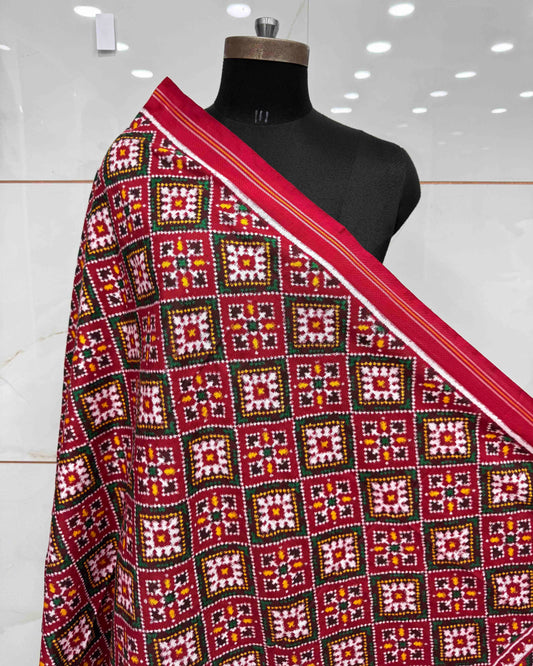 Red Panchanda Doulbe Ikat Patola Dupatta