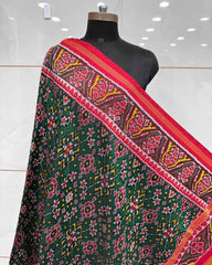 Red & Green Navratan Twill Patola Dupatta