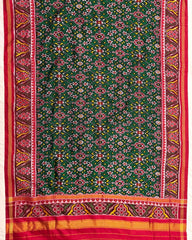 Red & Green Navratan Twill Patola Dupatta