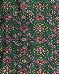 Red & Green Navratan Twill Patola Dupatta