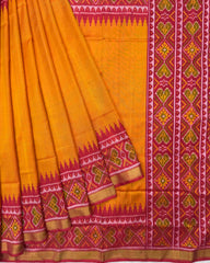 Red & Orange Yellow Plain Patola Saree