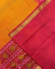 Red & Orange Yellow Plain Patola Saree