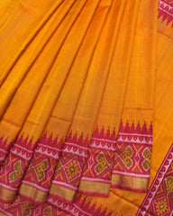 Red & Orange Yellow Plain Patola Saree