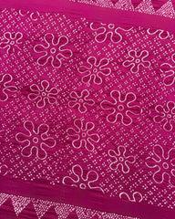 Pink Muga Silk Pen Kamalkari Bandhani Saree