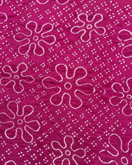 Pink Muga Silk Pen Kamalkari Bandhani Saree