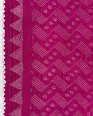 Pink Muga Silk Pen Kamalkari Bandhani Saree