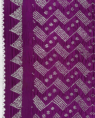 Purple Muga Silk Pen Kamalkari Bandhani Saree