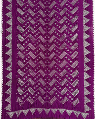 Purple Muga Silk Pen Kamalkari Bandhani Saree