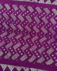 Purple Muga Silk Pen Kamalkari Bandhani Saree