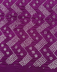 Purple Muga Silk Pen Kamalkari Bandhani Saree