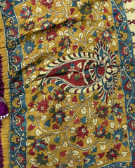 Purple Muga Silk Pen Kamalkari Bandhani Saree