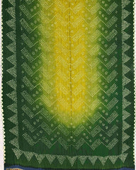 Green & Parrot Shaded Gajji Silk Pen Kamalkari Bandhani Saree