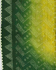 Green & Parrot Shaded Gajji Silk Pen Kamalkari Bandhani Saree