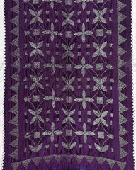 Dark Purple Muga Silk Pen Kamalkari Bandhani Saree